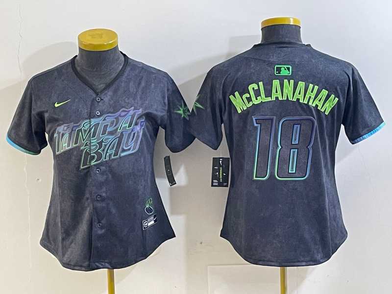 Womens Tampa Bay Rays #18 Shane McClanahan Charcoal 2024 City Connect Limited Stitched Jersey->mlb womens jerseys->MLB Jersey